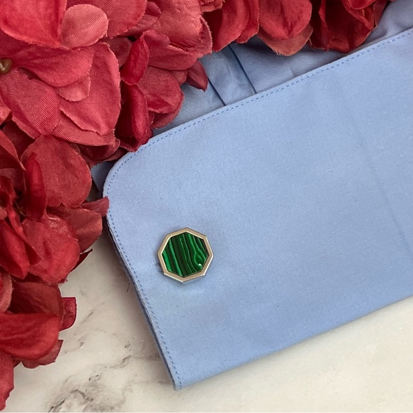 Stunning Green Malachite Silver Octagon Cufflinks Tuxedo Studs Formal 8 Pcs Set - Picture 13 of 16